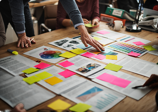 Business professional presenting growth strategy on whiteboard
